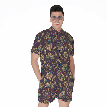 Tribal Native Indian Pattern Print Men's Rompers