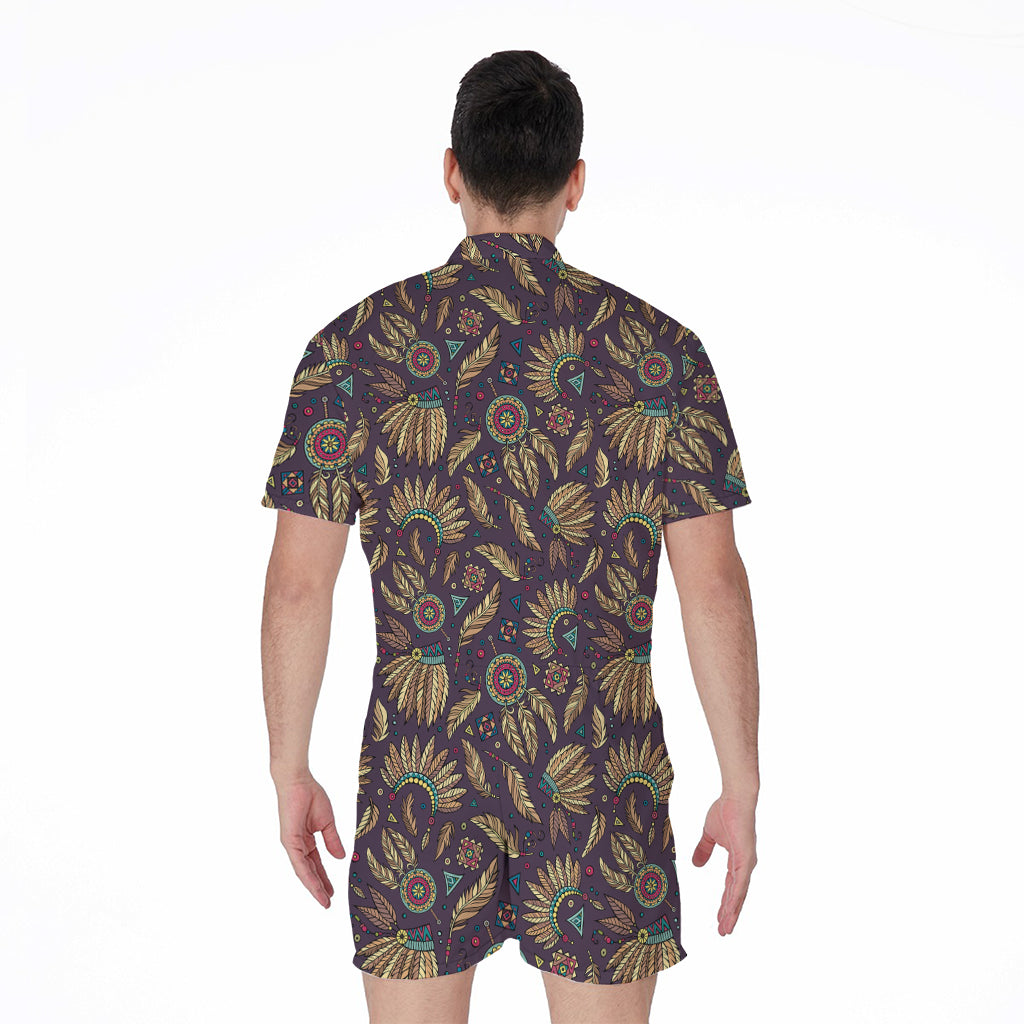 Tribal Native Indian Pattern Print Men's Rompers