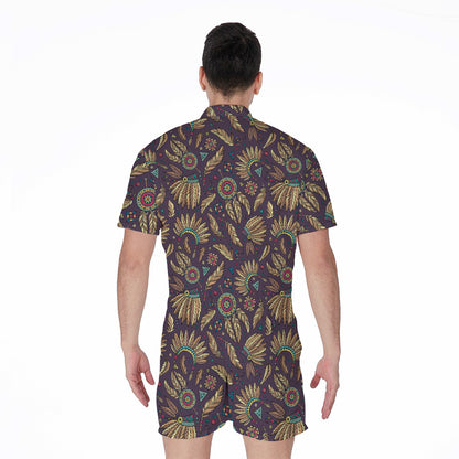 Tribal Native Indian Pattern Print Men's Rompers