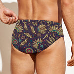 Tribal Native Indian Pattern Print Men's Swim Briefs