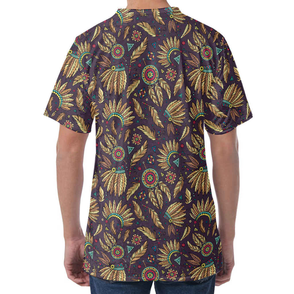 Tribal Native Indian Pattern Print Men's Velvet T-Shirt