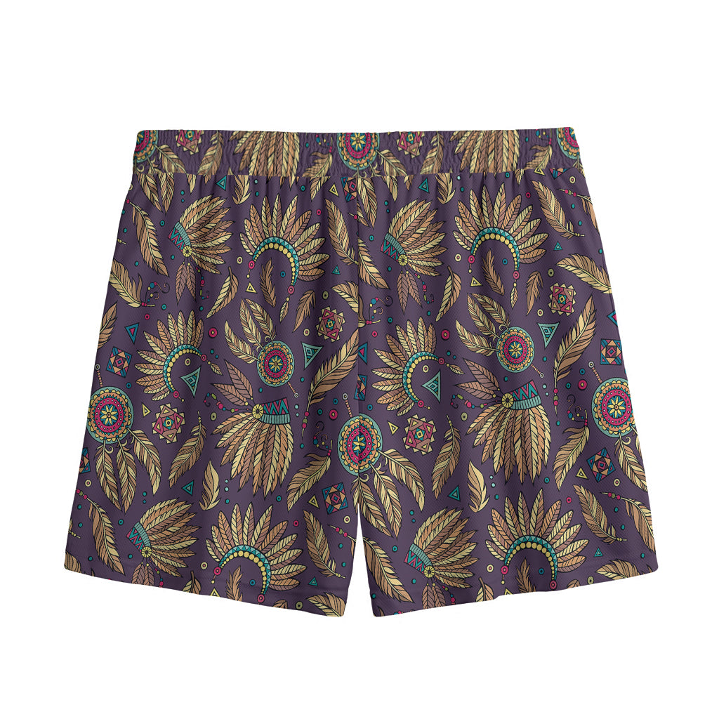 Tribal Native Indian Pattern Print Mesh Shorts