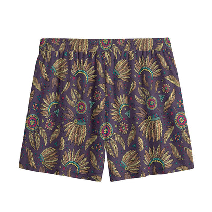 Tribal Native Indian Pattern Print Mesh Shorts