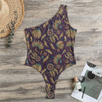 Tribal Native Indian Pattern Print One Shoulder Bodysuit
