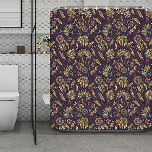 Tribal Native Indian Pattern Print Polyester Shower Curtain