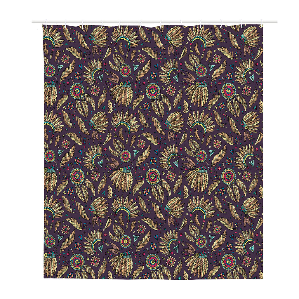Tribal Native Indian Pattern Print Polyester Shower Curtain