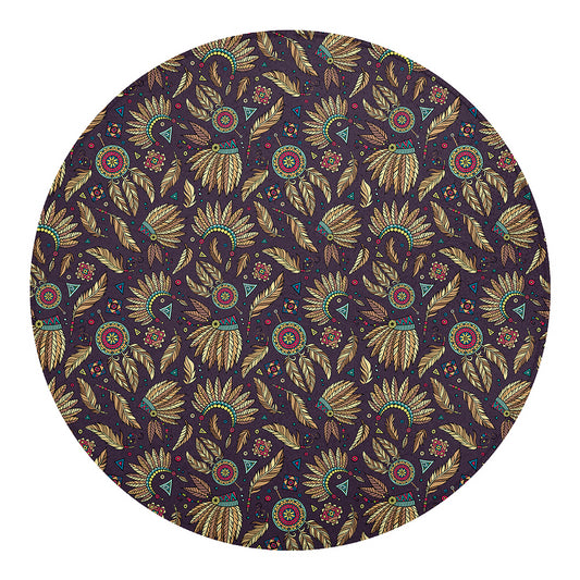 Tribal Native Indian Pattern Print Round Blanket