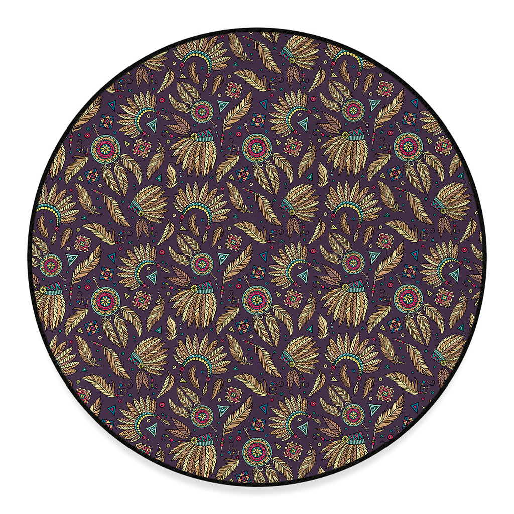 Tribal Native Indian Pattern Print Round Floor Mat