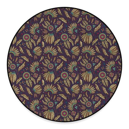 Tribal Native Indian Pattern Print Round Floor Mat