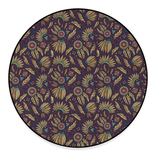 Tribal Native Indian Pattern Print Round Floor Mat