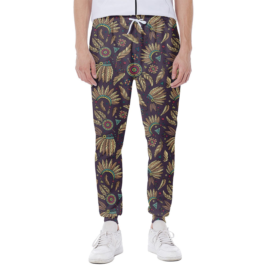 Tribal Native Indian Pattern Print Scuba Joggers