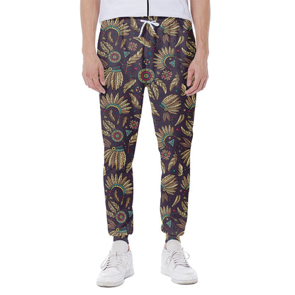 Tribal Native Indian Pattern Print Scuba Joggers