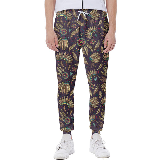 Tribal Native Indian Pattern Print Scuba Joggers