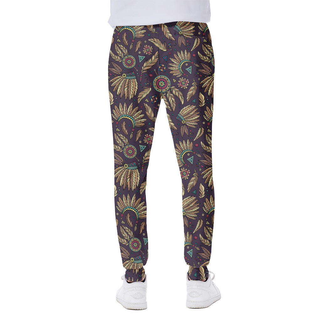 Tribal Native Indian Pattern Print Scuba Joggers