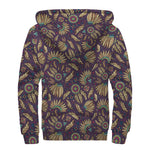 Tribal Native Indian Pattern Print Sherpa Lined Zip Up Hoodie