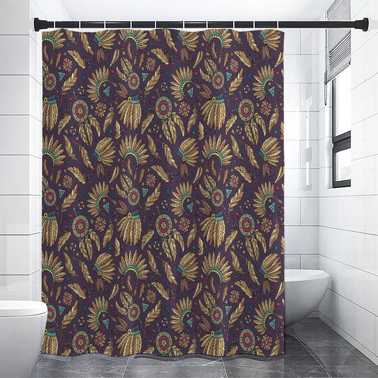 Tribal Native Indian Pattern Print Shower Curtain