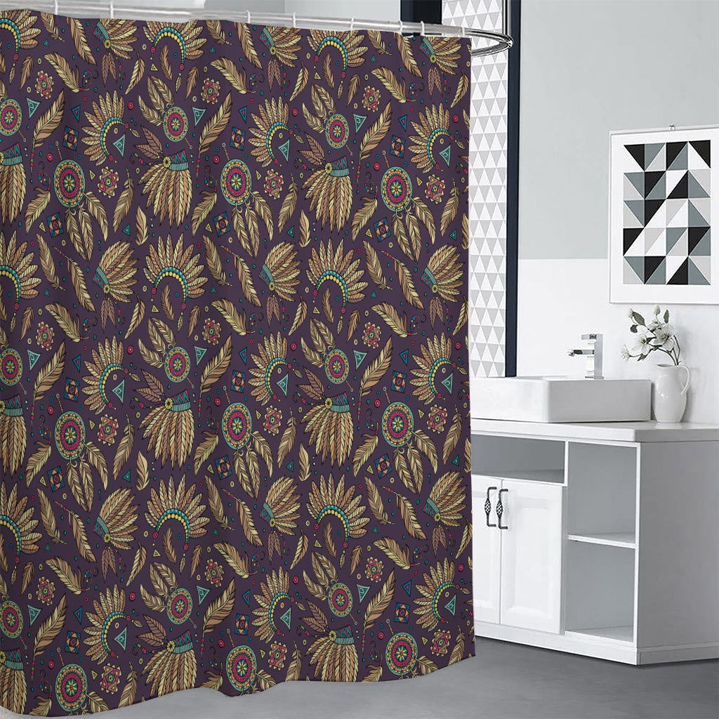Tribal Native Indian Pattern Print Shower Curtain