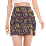 Tribal Native Indian Pattern Print Side Slit Mini Skirt