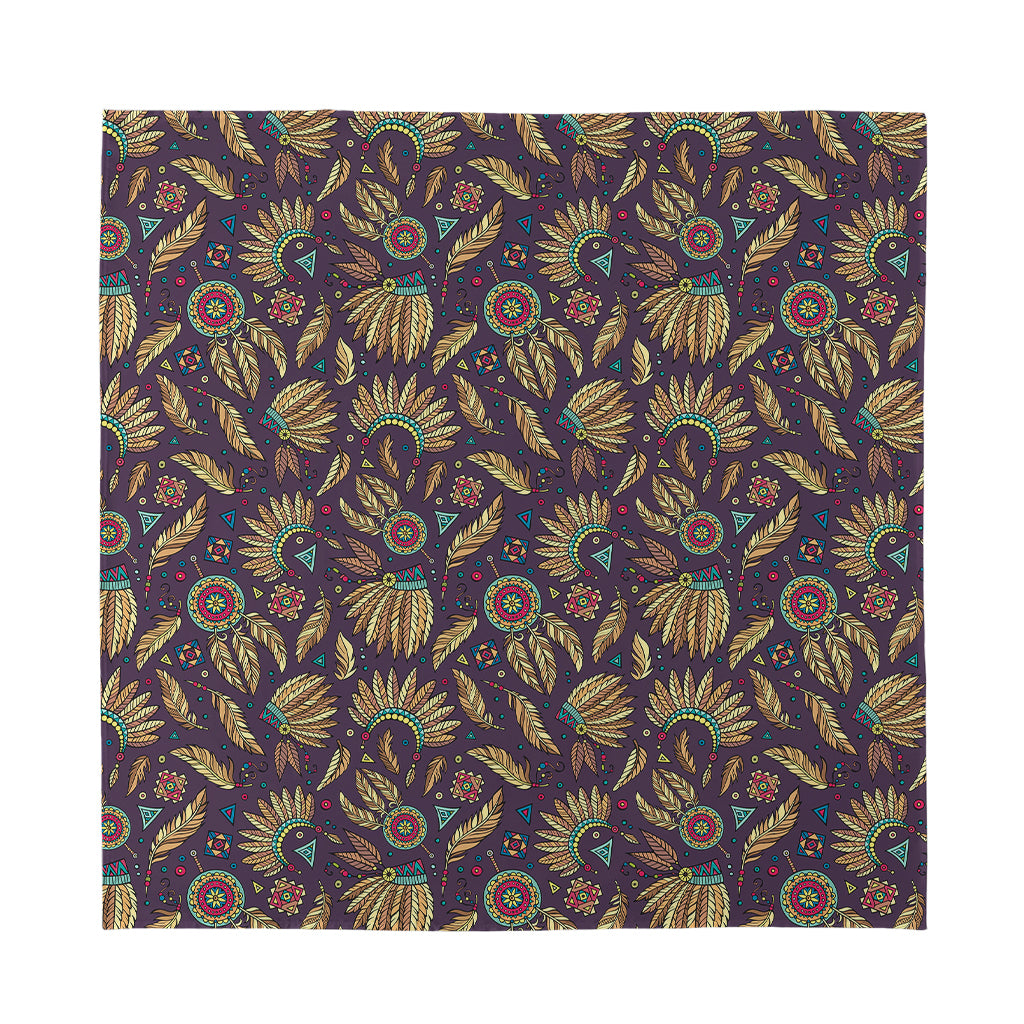 Tribal Native Indian Pattern Print Silk Bandana