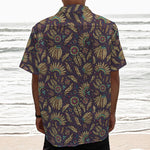 Tribal Native Indian Pattern Print Textured Short Sleeve Shirt