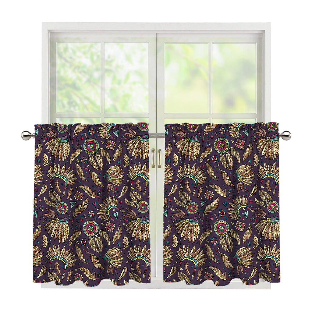 Tribal Native Indian Pattern Print Tier Curtains