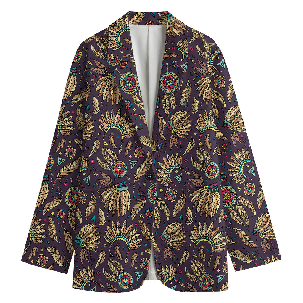 Tribal Native Indian Pattern Print Women's Blazer