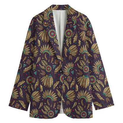 Tribal Native Indian Pattern Print Women's Blazer