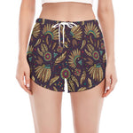 Tribal Native Indian Pattern Print Women's Split Running Shorts