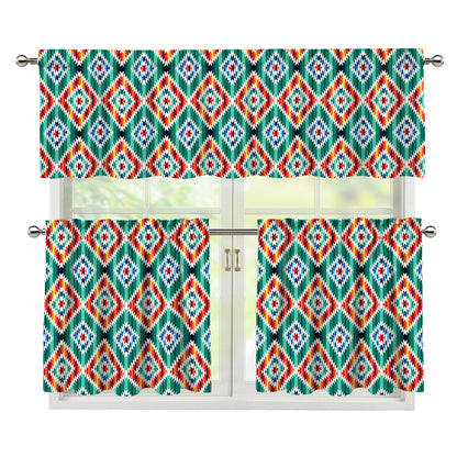 Tribal Navajo Pattern Print 3 Piece Kitchen Curtains