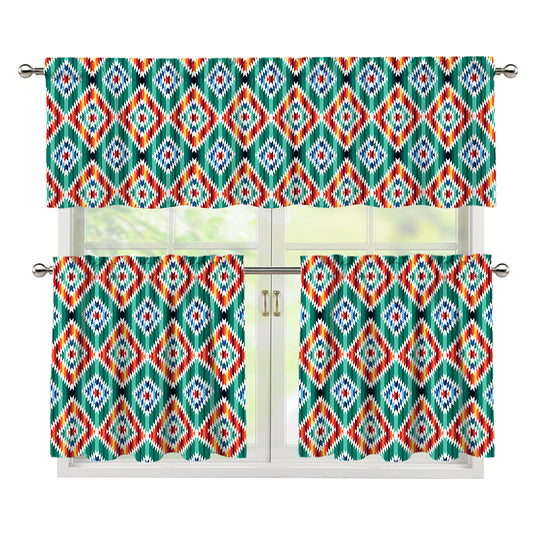 Tribal Navajo Pattern Print 3 Piece Kitchen Curtains