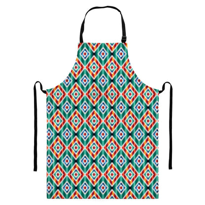 Tribal Navajo Pattern Print Bib Apron With Pocket