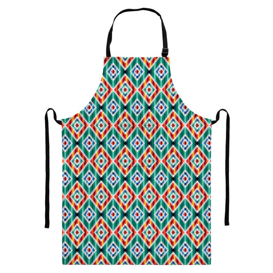 Tribal Navajo Pattern Print Bib Apron With Pocket