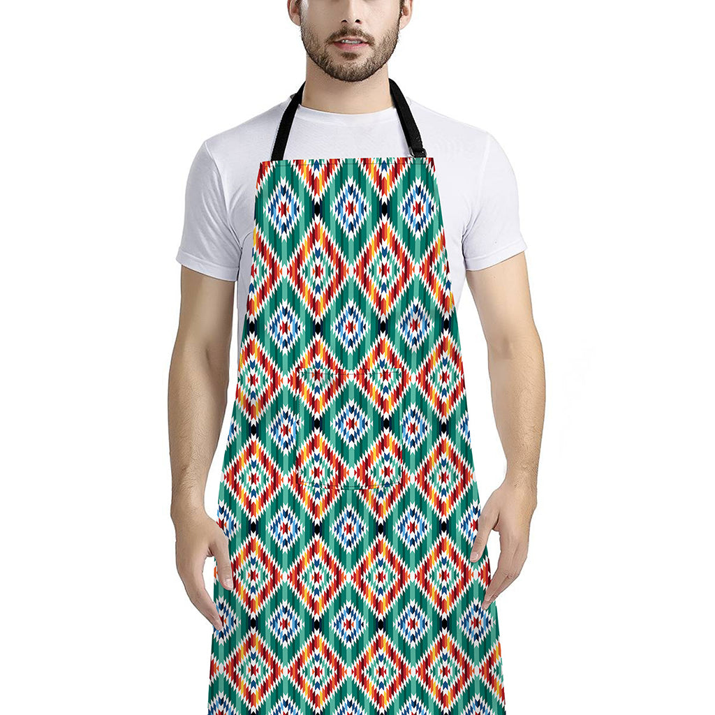 Tribal Navajo Pattern Print Bib Apron With Pocket