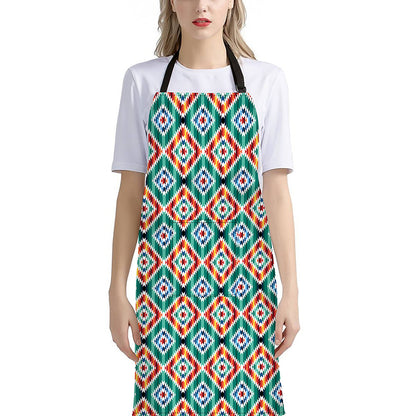Tribal Navajo Pattern Print Bib Apron With Pocket