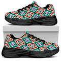 Tribal Navajo Pattern Print Black Chunky Shoes