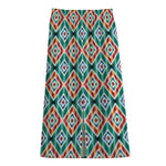 Tribal Navajo Pattern Print Cotton Front Slit Maxi Skirt