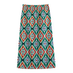 Tribal Navajo Pattern Print Cotton Front Slit Maxi Skirt
