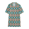 Tribal Navajo Pattern Print Cotton Hawaiian Shirt