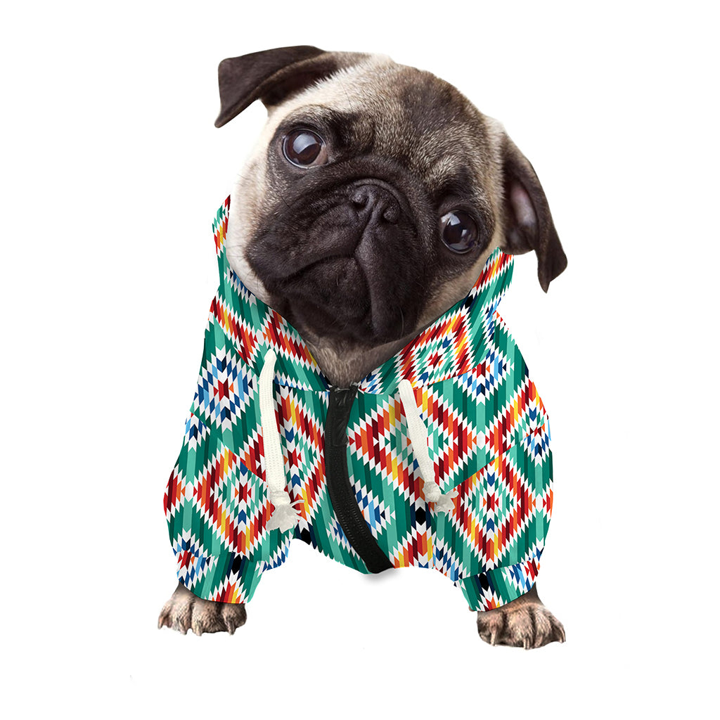 Tribal Navajo Pattern Print Dog Zip Up Hoodie