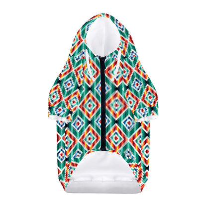 Tribal Navajo Pattern Print Dog Zip Up Hoodie