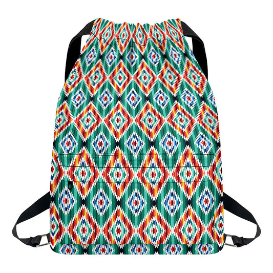 Tribal Navajo Pattern Print Drawstring Backpack