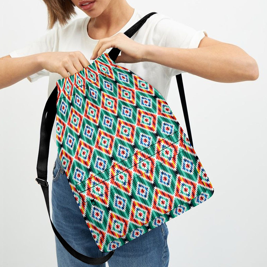 Tribal Navajo Pattern Print Drawstring Backpack