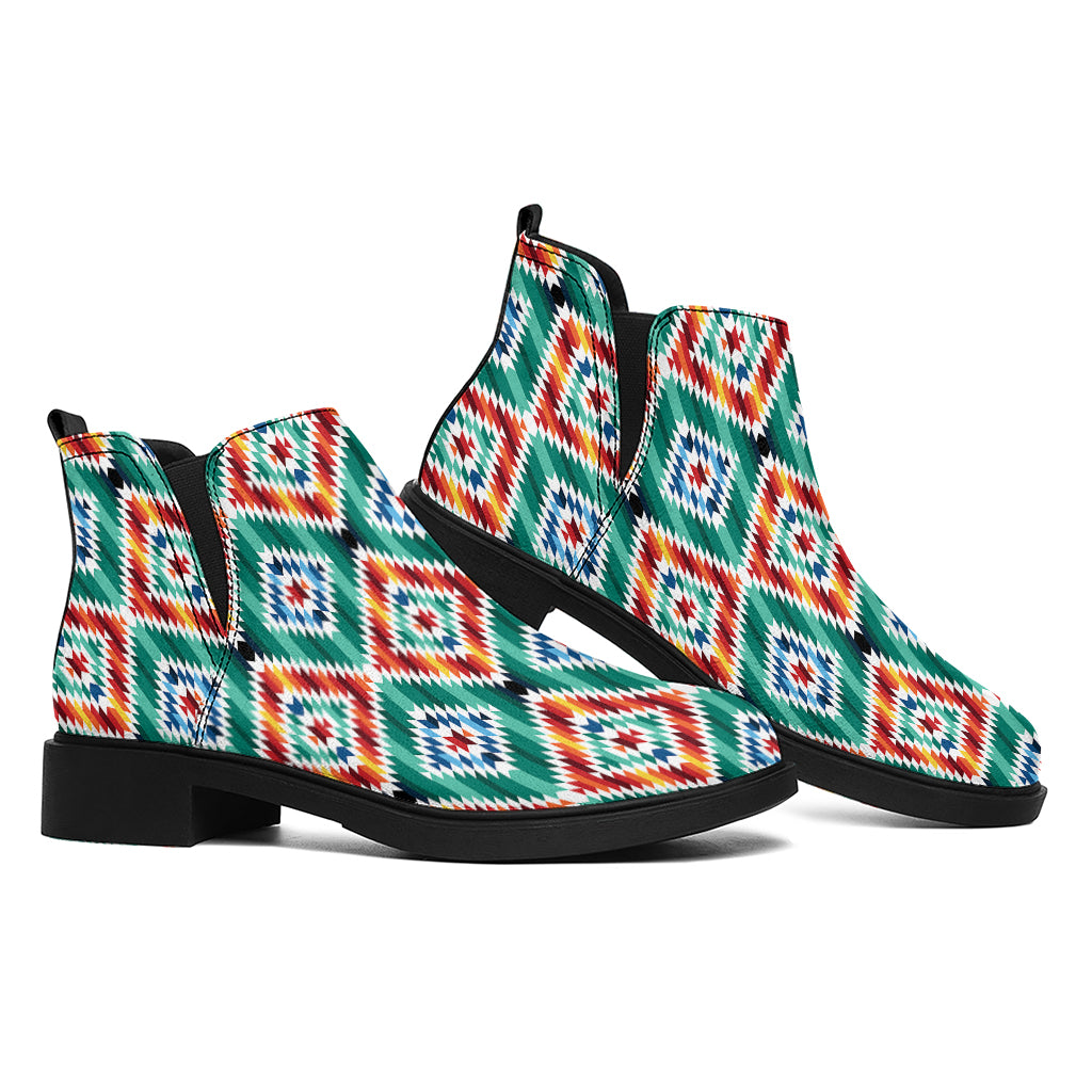 Tribal Navajo Pattern Print Flat Ankle Boots