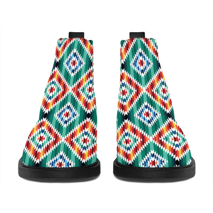 Tribal Navajo Pattern Print Flat Ankle Boots