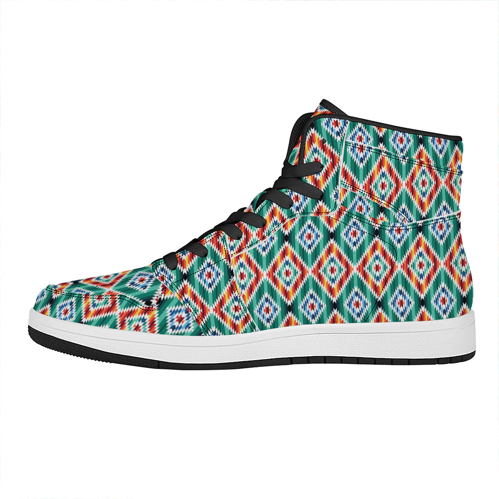 Tribal Navajo Pattern Print High Top Leather Sneakers