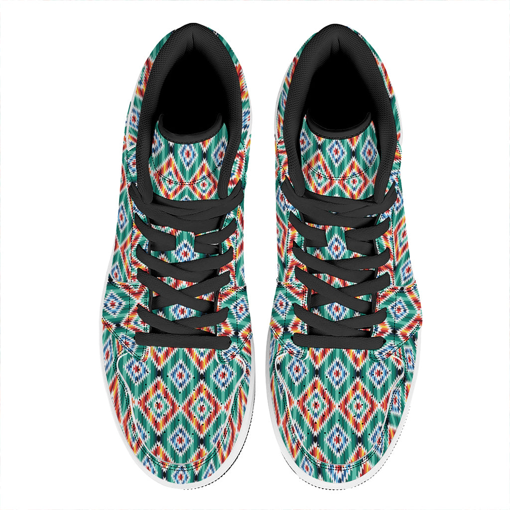 Tribal Navajo Pattern Print High Top Leather Sneakers