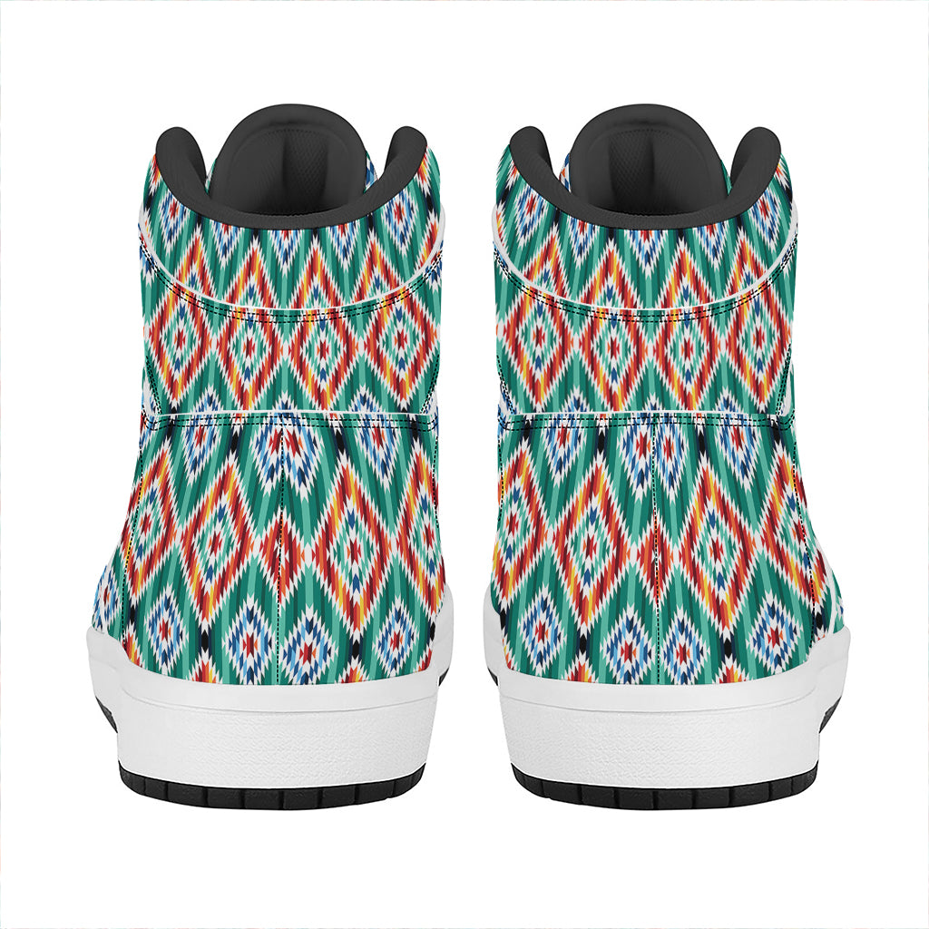 Tribal Navajo Pattern Print High Top Leather Sneakers