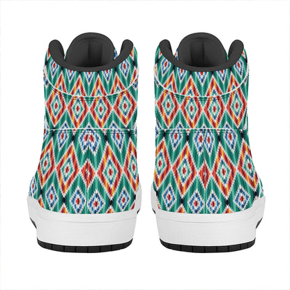 Tribal Navajo Pattern Print High Top Leather Sneakers