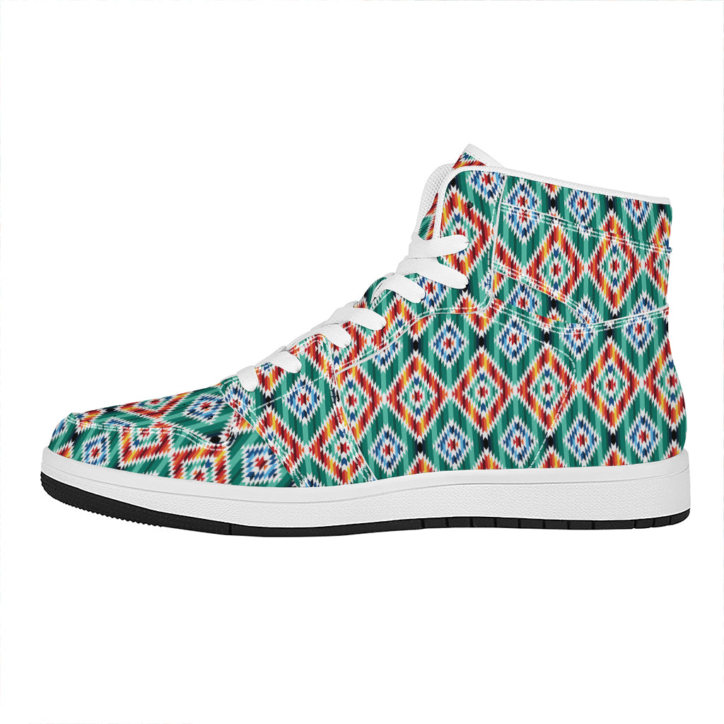 Tribal Navajo Pattern Print High Top Leather Sneakers