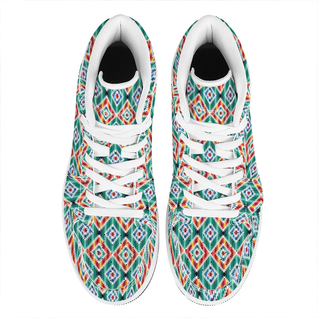 Tribal Navajo Pattern Print High Top Leather Sneakers